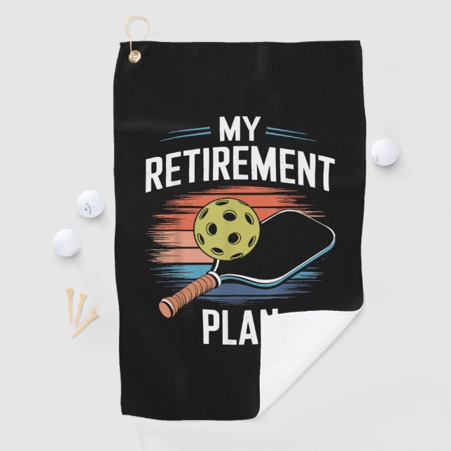 Serviette De Golf Joueur de pickleball Mon Plan de Retraite (En situation)