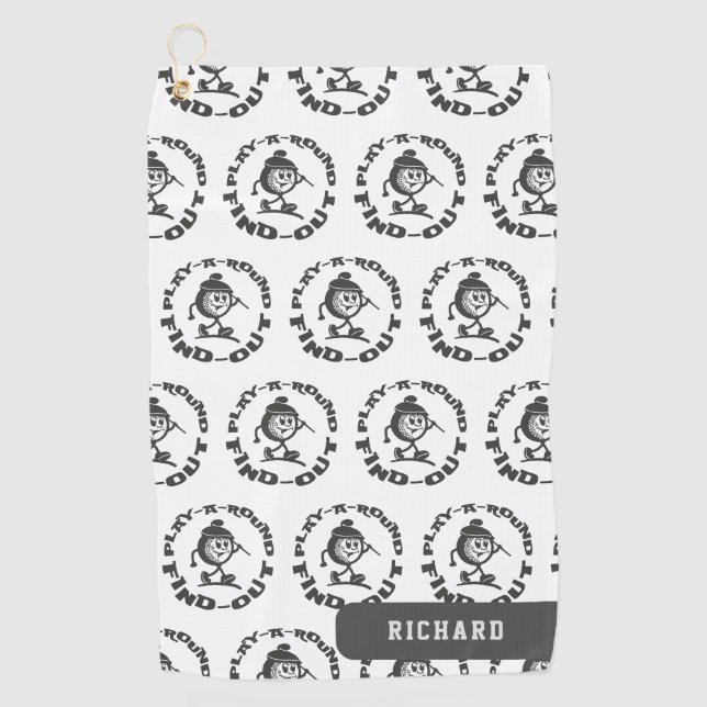 Serviette De Golf Jouez autour de découvrir le motif nom personnalis (Devant)