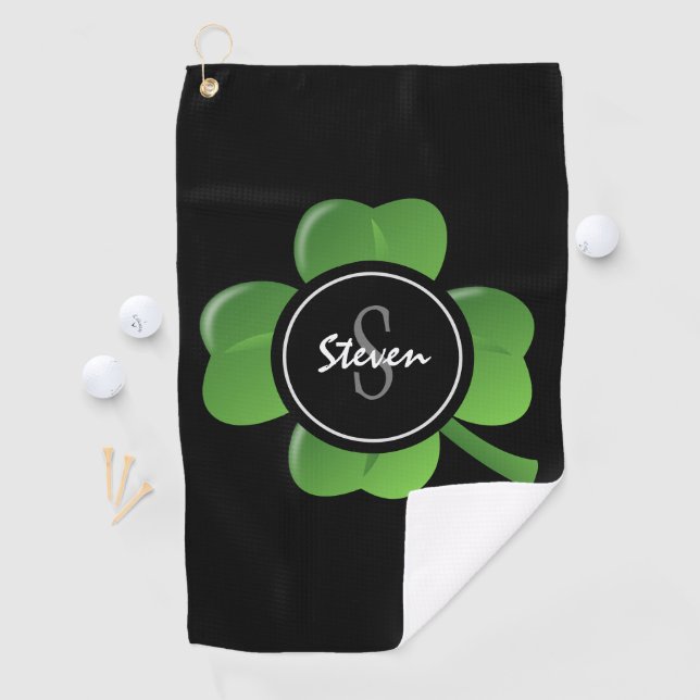 Serviette De Golf Jour de l'Saint Patrick moderne Lucky Green Shamro (En situation)