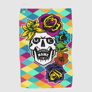 Serviette De Golf Jour Dia de Muertos de la coutume du crâne de suc