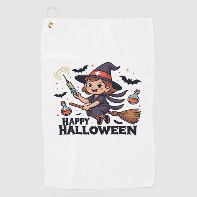Serviette De Golf Joyeuse chemise d'Halloween - Éffrayante mignonne  (Devant)