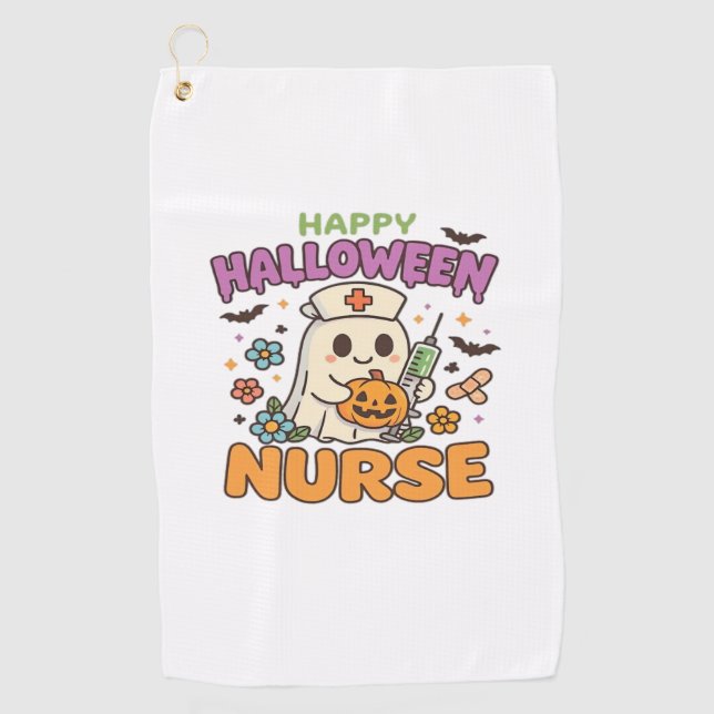 Serviette De Golf Joyeuse chemise d'Halloween - Médicale mignonne (Devant)