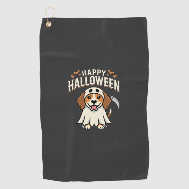 Serviette De Golf Joyeux Halloween Beagle Chien Design_1 (Devant)