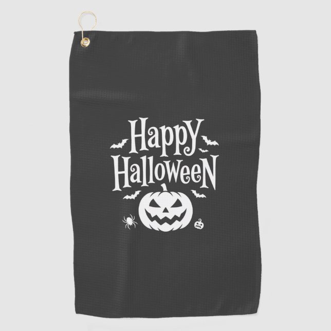 Serviette De Golf Joyeux Halloween Citrouille Chauve-Souris Araignée (Devant)