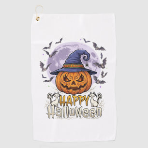 Serviette De Golf Joyeux Halloween Citrouille Sorcière Chapeau Chauv