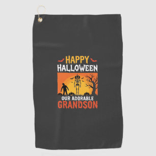 Serviette De Golf Joyeux Halloween Petit-Fils Squelette Citrouille