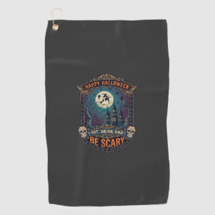 Serviette De Golf Joyeux Halloween Sorcière Château Crânes Gras Boir
