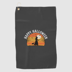 Serviette De Golf Joyeux Halloween Sorcière Coucher de soleil Design