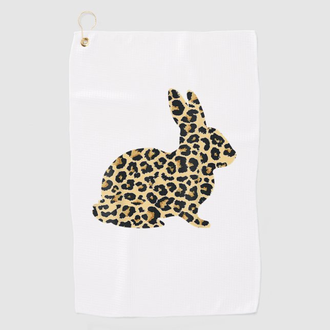 Serviette De Golf Joyeux lapin léopard de Pâques _1 (Devant)