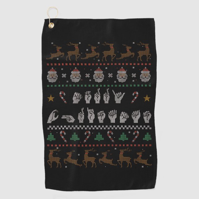 Serviette De Golf Joyeux Noël - ASL American Sign Language II (Devant)
