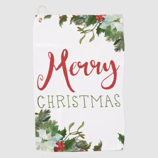 Serviette De Golf Joyeux Noël de verdure (Devant)