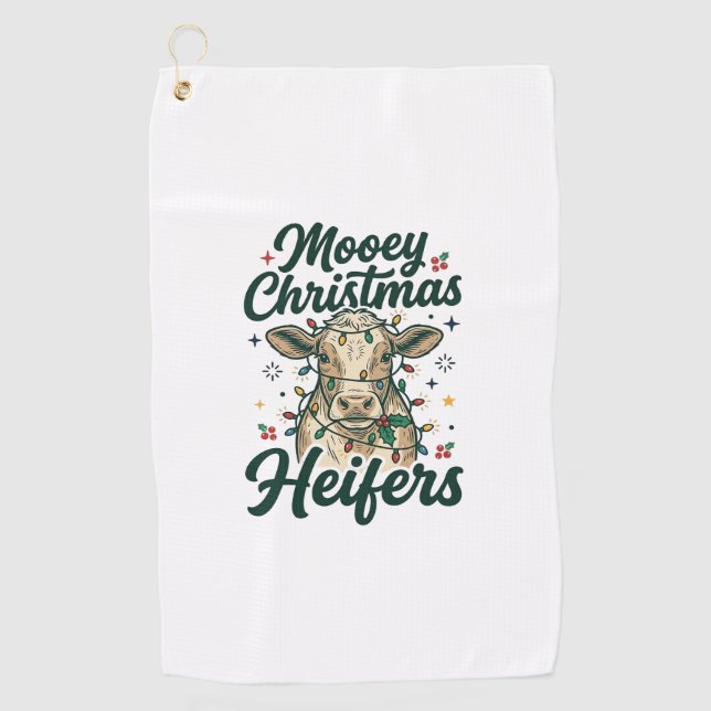 Serviette De Golf Joyeux Noël Génisses Vaches Drôles Noël Design (Devant)