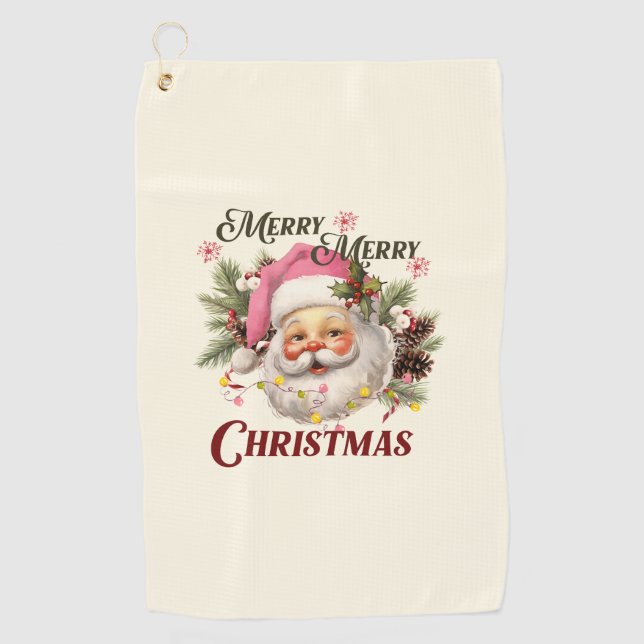 Serviette De Golf Joyeux Noël - Père Noël rose (Devant)