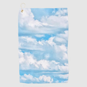 Serviette De Golf Joyeux nuages ensoleillés Arrière - plan ciel bleu