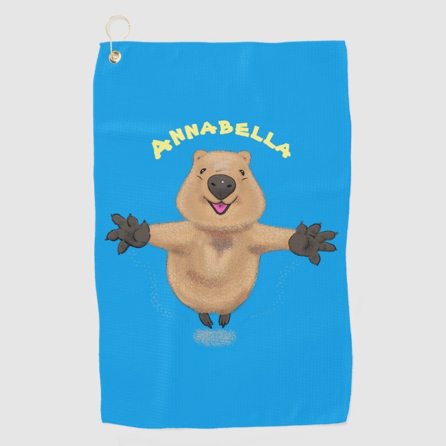 Serviette De Golf Joyeux sauter quokka dessin animé (Devant)