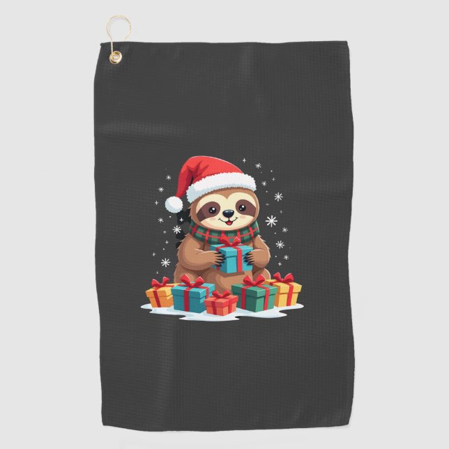 Serviette De Golf Joyeux Slothmas mignon sloth de Noël chapeau de Pè (Devant)