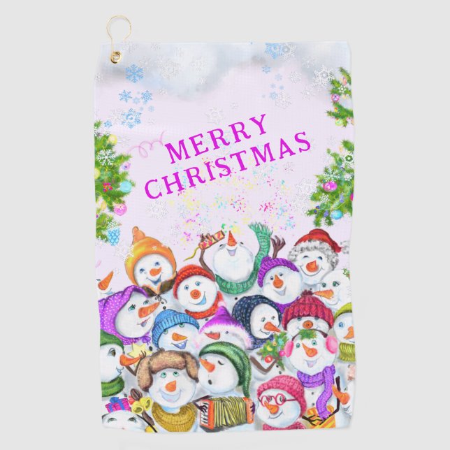 Serviette De Golf Joyeux Snowmans Christmas Golf Towel (Devant)