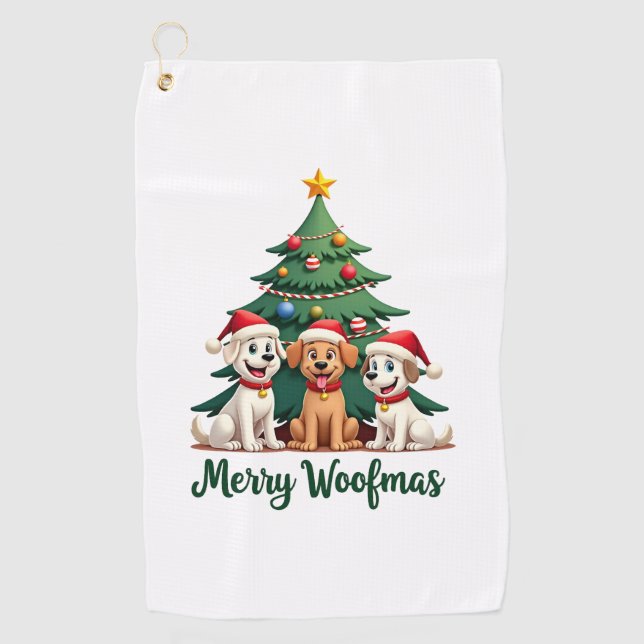 Serviette De Golf Joyeux Woofmas (2) (Devant)