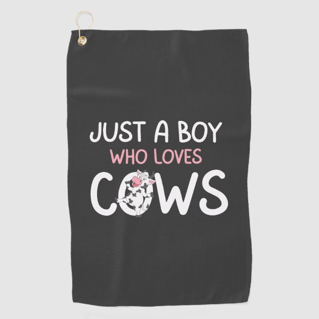 Serviette De Golf Juste un garçon qui aime les vaches Ferme de vache (Devant)