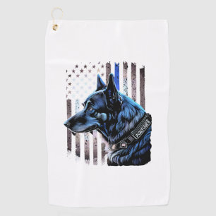 Serviette De Golf K9 Berger Allemand Police Chien Mince Ligne Bleue