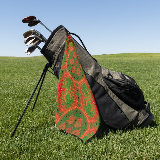 Serviette de golf Kaleidoscope orange et vert (Vert)