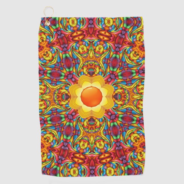 Serviette De Golf Kaléidoscope rouge Freaky Tiki (Devant)