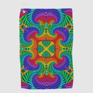 Serviette De Golf Kaleidoscope Vintage et fractal arc-en-ciel