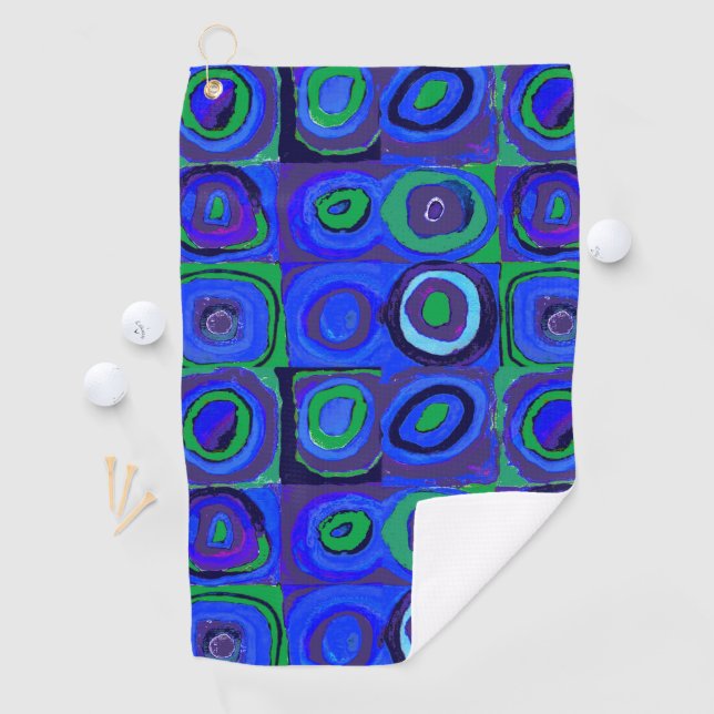 Serviette De Golf Kandinsky Farbstudie Carrés Bleus Cercle Carré  (En situation)