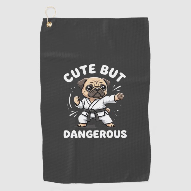 Serviette De Golf Karateka Pug Chien Mignon Mais Dangereux (Devant)