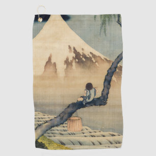 Serviette De Golf Katsushika Hokusai - Garçon regardant le Mont Fuji