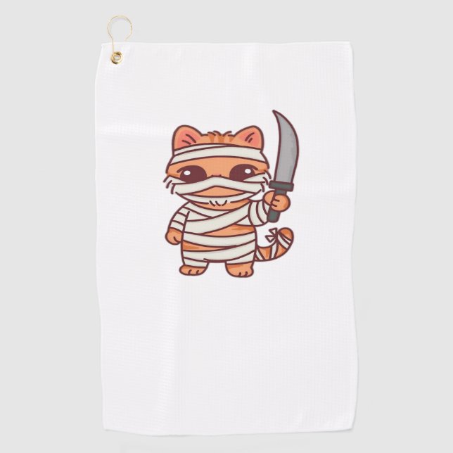 Serviette De Golf Kawaii Halloween chat maman avec épée classique T- (Devant)