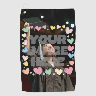 Serviette De Golf Kawaii Pastel Coeurs Photo Frontière Personnalisab