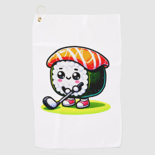 Serviette De Golf Kawaii Sushi jouant au golf