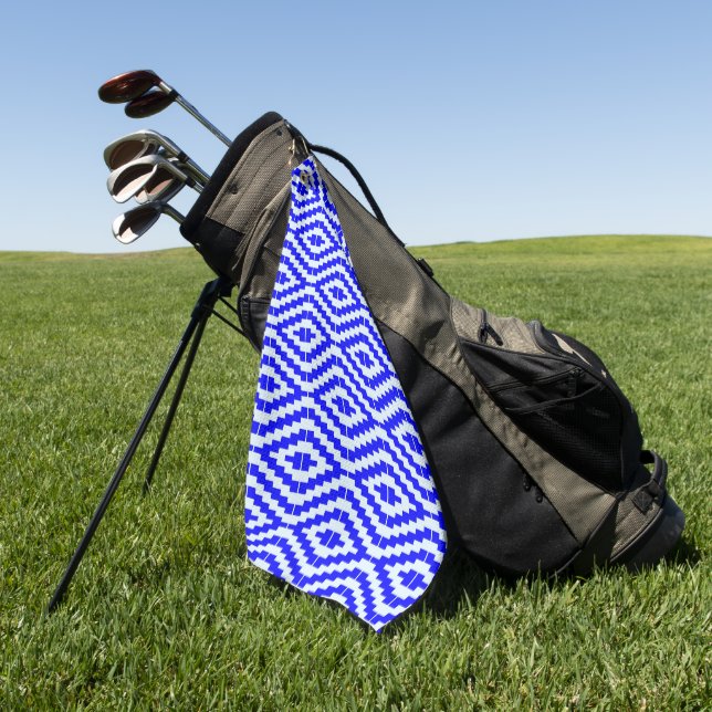 Serviette De Golf Kente géométrique Bleu Clair, Blanc, (Vert)