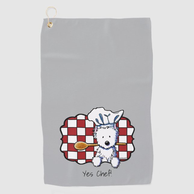 Serviette De Golf KiniArt Westie Chef (Devant)