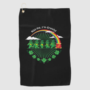 Serviette De Golf Kiss Me I'm Grateful Leprechauns Rainbow St Patric