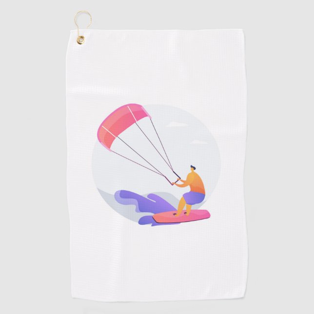 Serviette De Golf Kiteboarder kitesurfer (Devant)