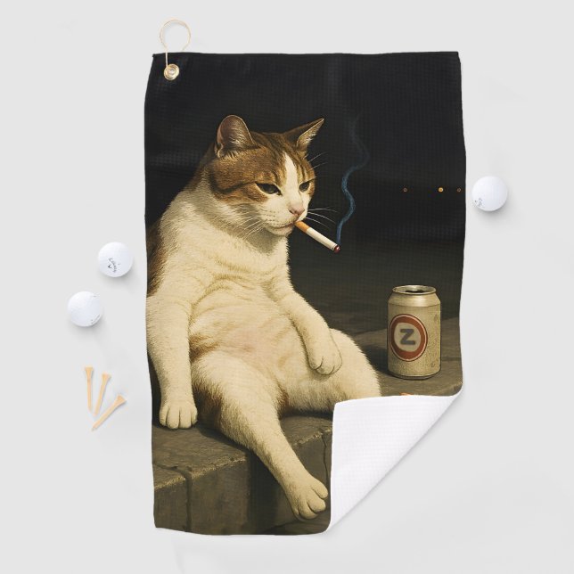 Serviette De Golf Kitten Cigarette Drôle Chat Fumeur Mème Génération (En situation)