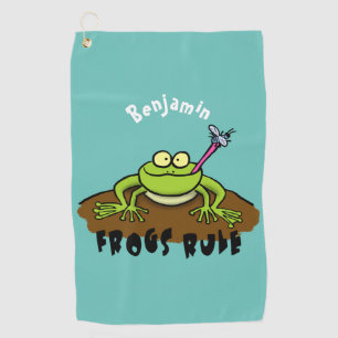 Serviette De Golf La grenouille règle drôle dessin de grenouille ver