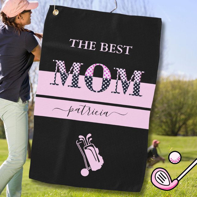 Serviette De Golf La meilleure maman Stylish Black Rose Lettres (Créateur téléchargé)