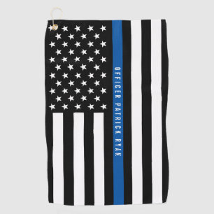 Serviette De Golf La police amincit le monogramme de drapeau