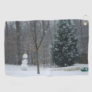 Serviette De Golf La scène de neige hivernale du voisin