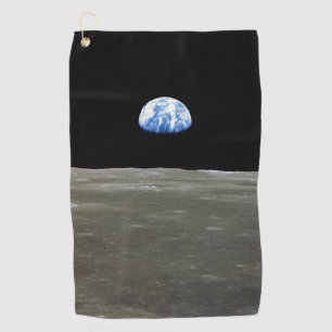Serviette De Golf La Terre depuis la Lune dans l'espace noir : Earth