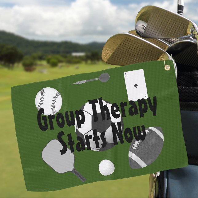 Serviette De Golf La thérapie de groupe commence maintenant la typog (Créateur téléchargé)