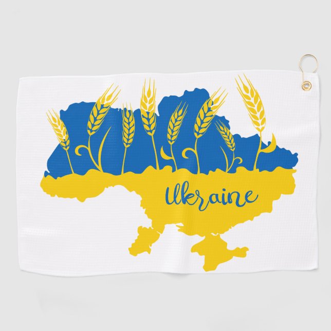 Serviette De Golf La typographie ukrainienne et l'oreille au blé sur (Horizontal)
