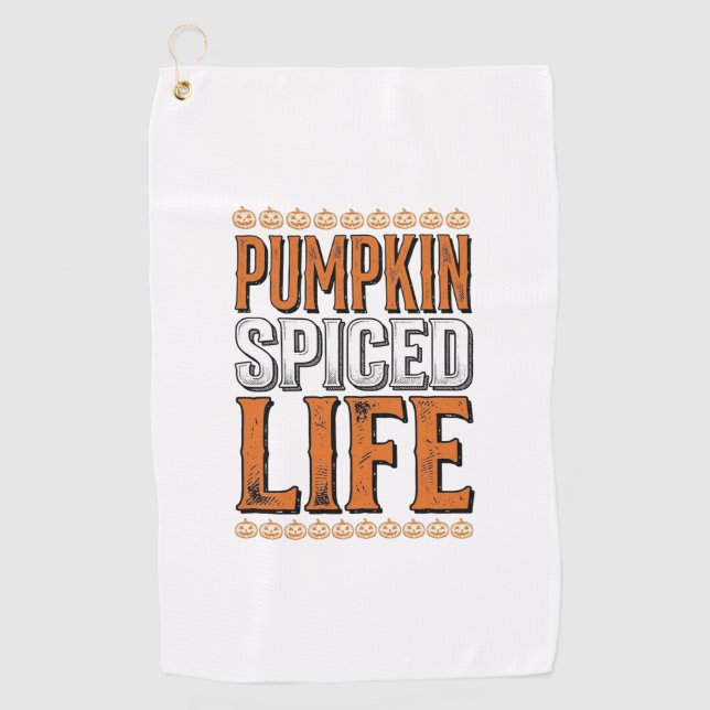 Serviette De Golf La vie épicée de citrouille Typographie Halloween  (Devant)