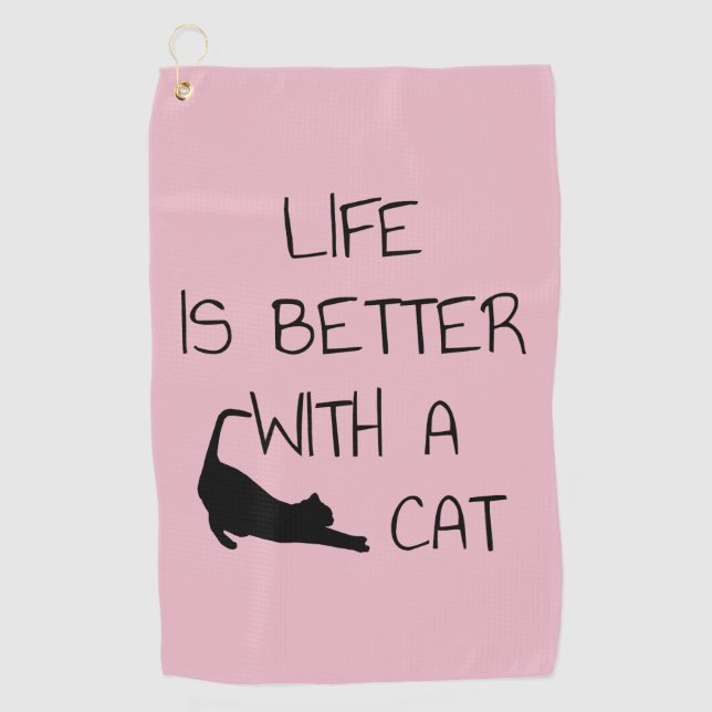 Serviette De Golf La Vie Est Meilleure Avec Un Chat - Amoureux de le (Devant)