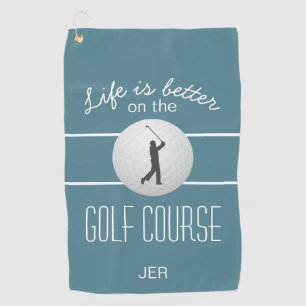 Serviette De Golf La vie est meilleure Citation de golf Initiales Tu