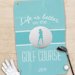Serviette De Golf La vie est meilleure Femme Golfeur Monogrammé Tur