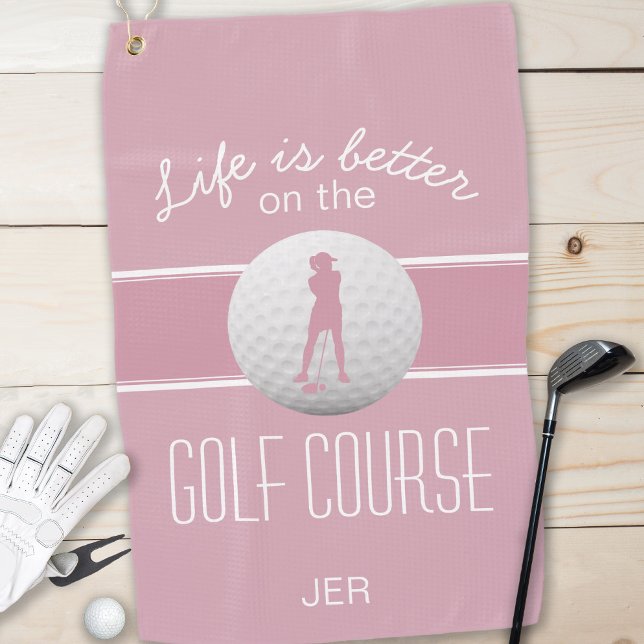 Serviette De Golf La vie est meilleure Femme Golfeuse Monogrammed Pi (Créateur téléchargé)